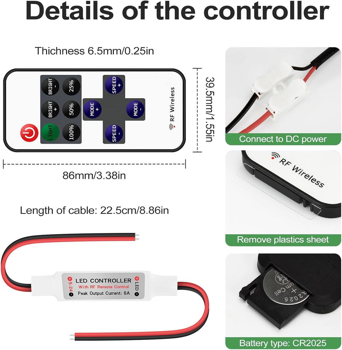 2-Pack RF Wireless Dimmer Controllers for Single-Color LED Strips — product image 4
