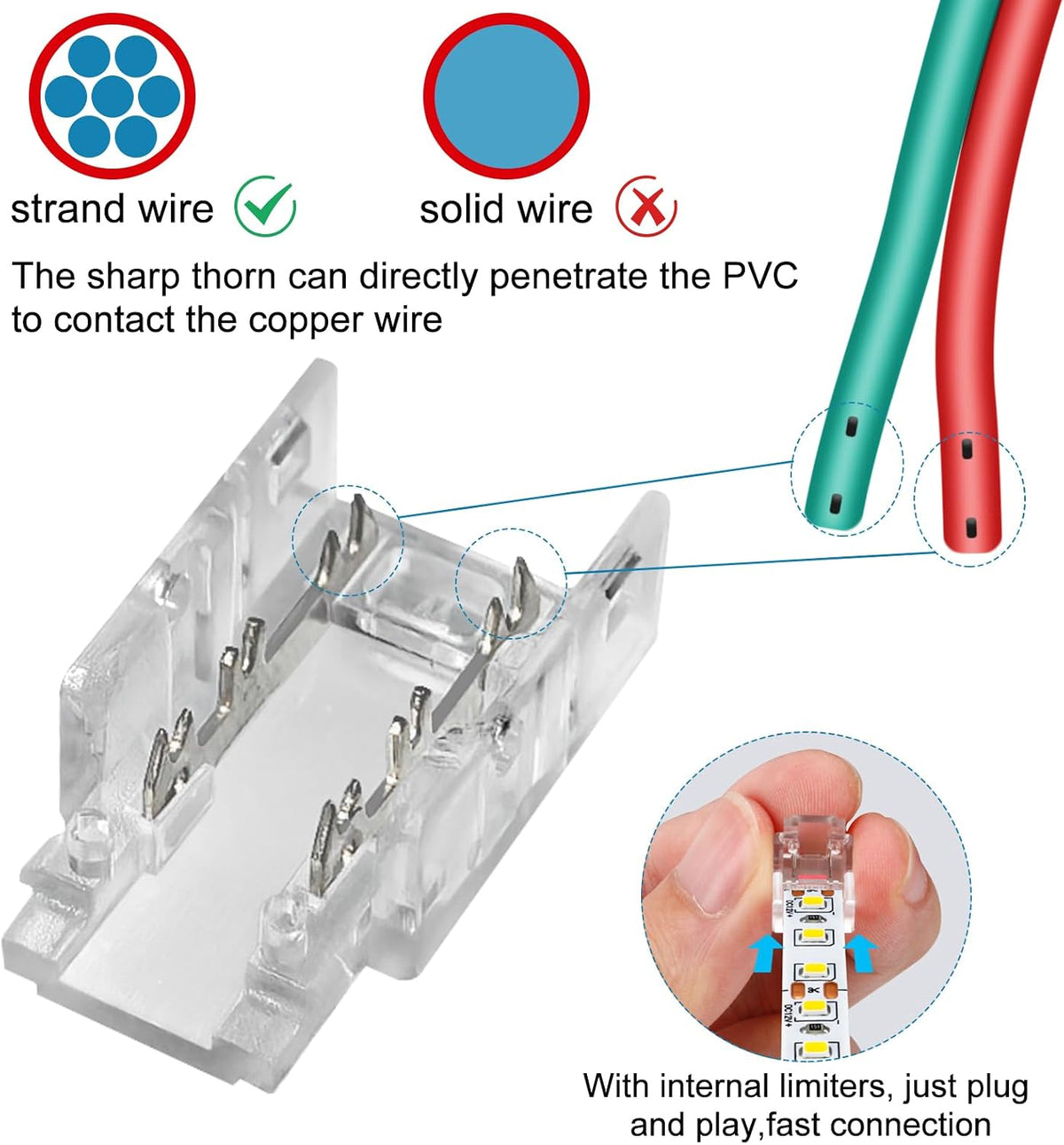 25-Pack 2-Pin 8mm Reusable Strip-to-Wire Connectors — product image 3