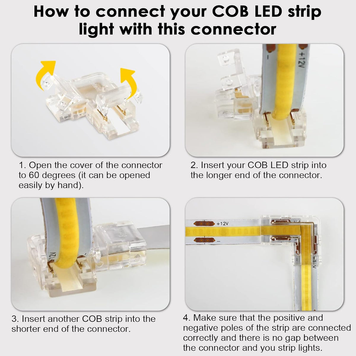 12-Pack 2-Pin 10mm L-Shaped COB LED Corner Connectors — product image 5