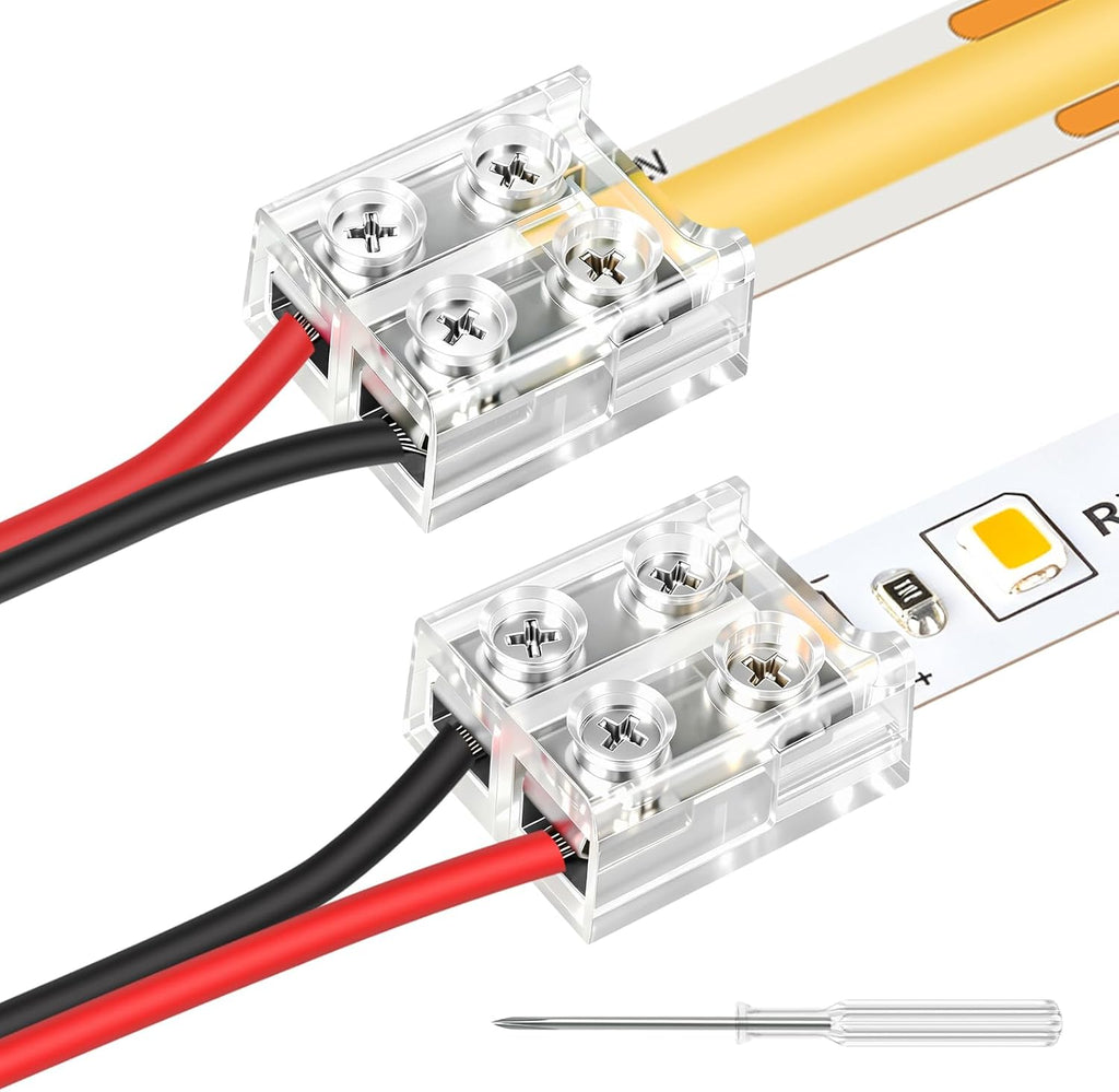15-Pack 2-Pin 8mm Transparent Strip-to-Wire Connectors — main image
