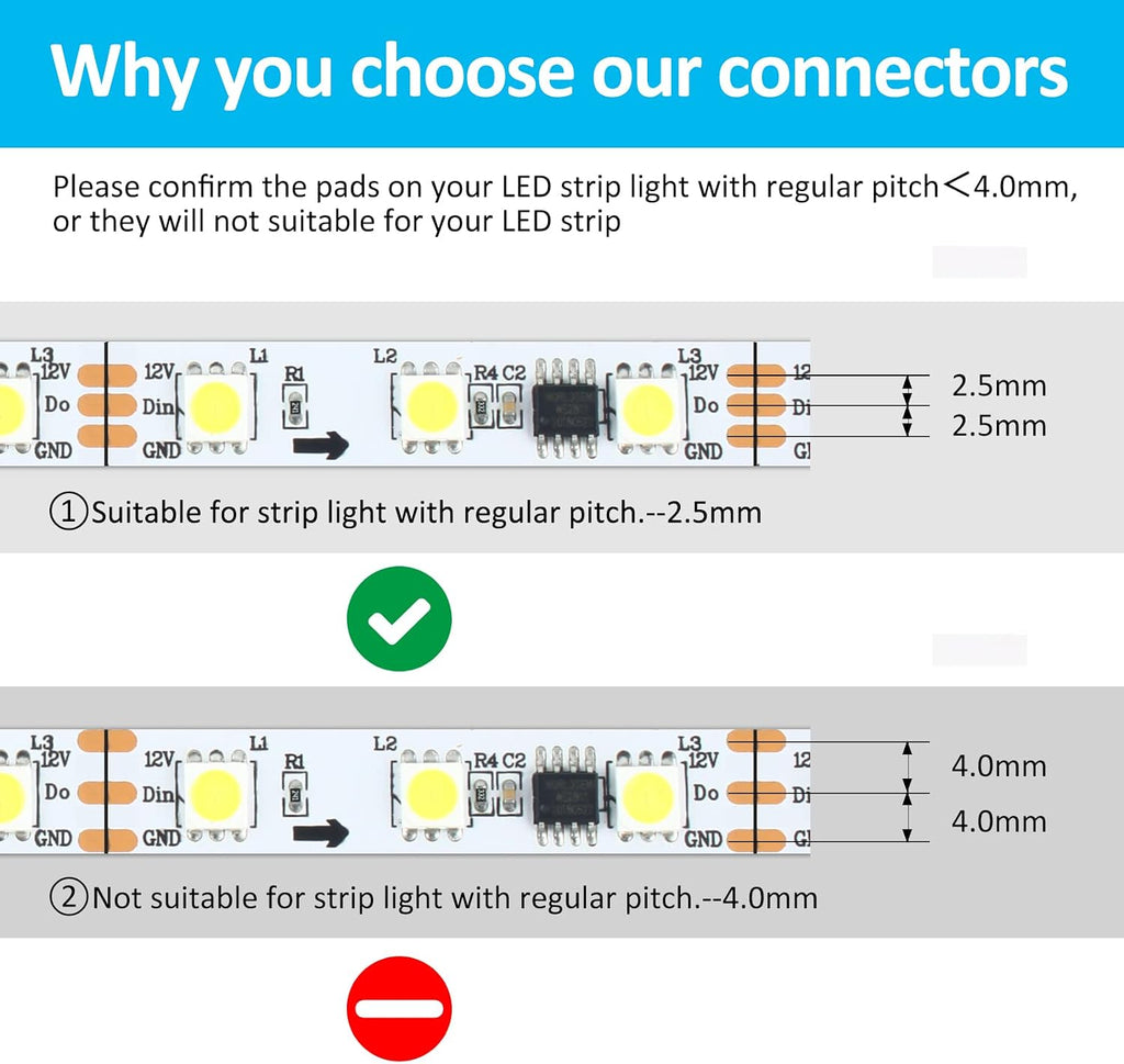 10-Pack 3-Pin 10mm Solderless Connectors for Addressable LED Strips — product image 7