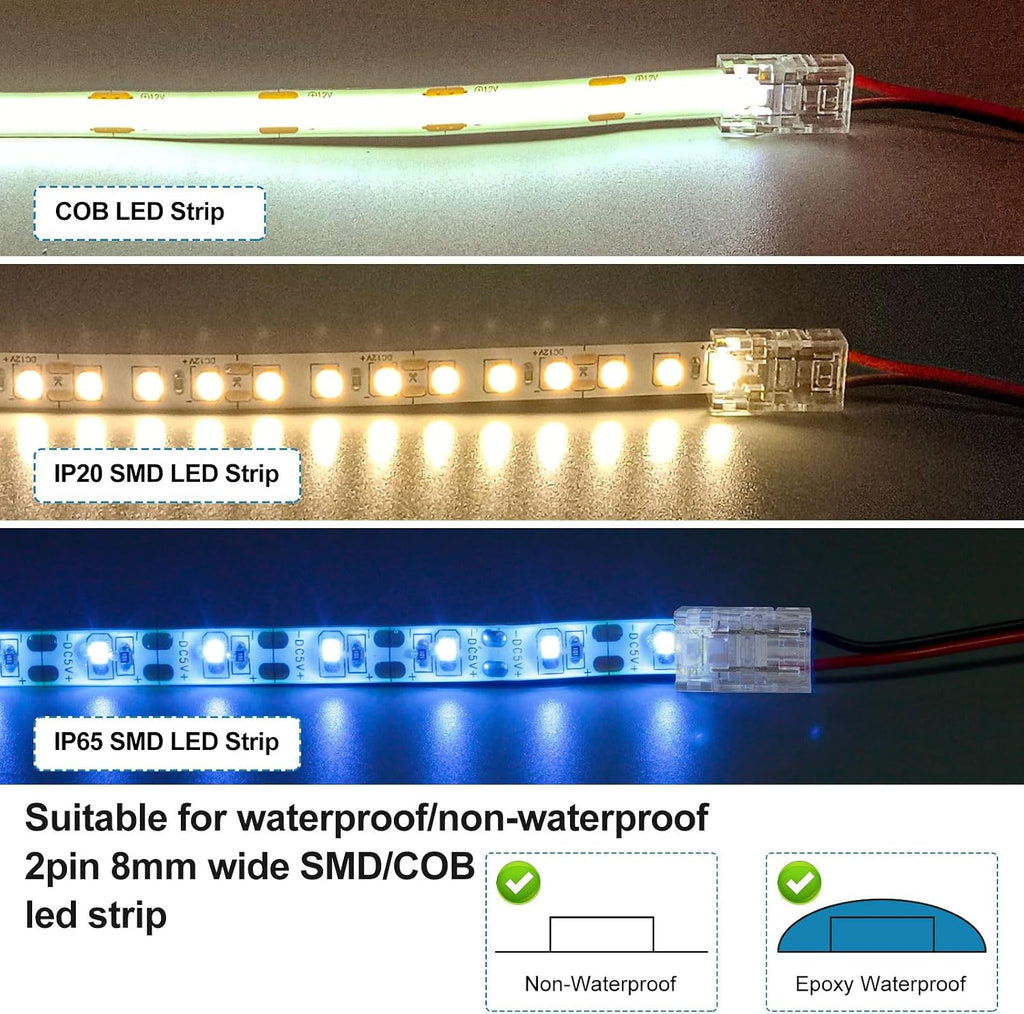 25-Pack 2-Pin 8mm Reusable Strip-to-Wire Connectors — product image 9