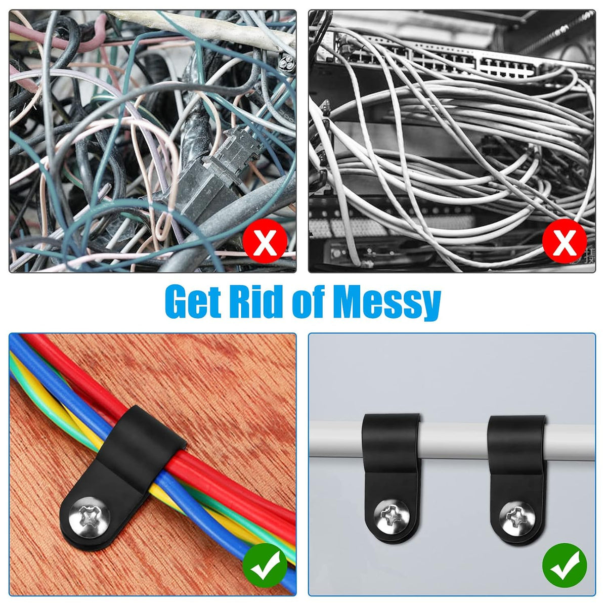 120-Pack 3/8-Inch Nylon R-Type Cable Clips with Screws — product image 5