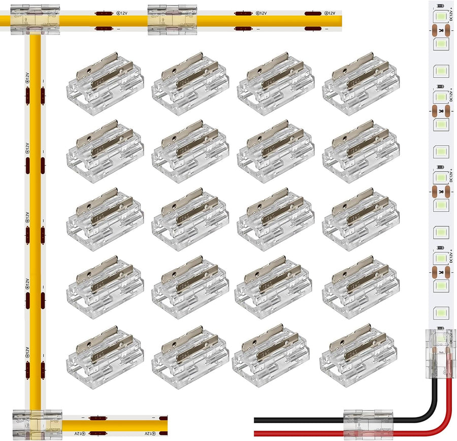 20-Pack 8-in-1 2-Pin 10mm Solderless LED Connectors — main image