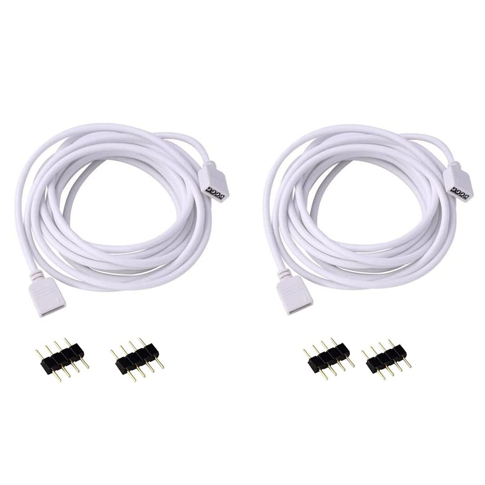 2-Pack 9.9FT RGB LED Extension Cables with 4-Pin Connectors