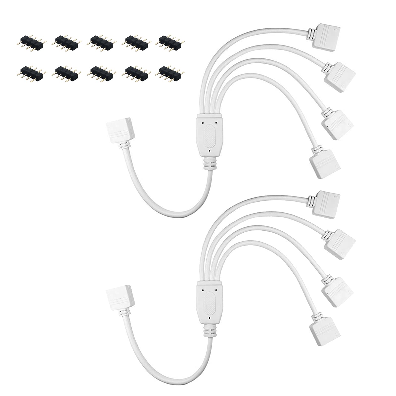 4-Way 4-Pin RGB LED Strip Y-Splitter with 5 Male Plugs