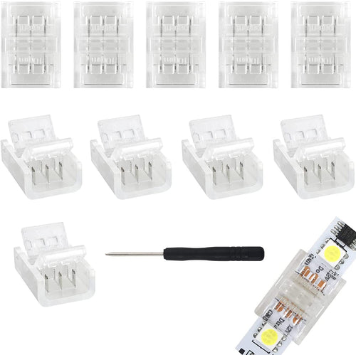 10-Pack 3-Pin 10mm Solderless Connectors for Addressable LED Strips
