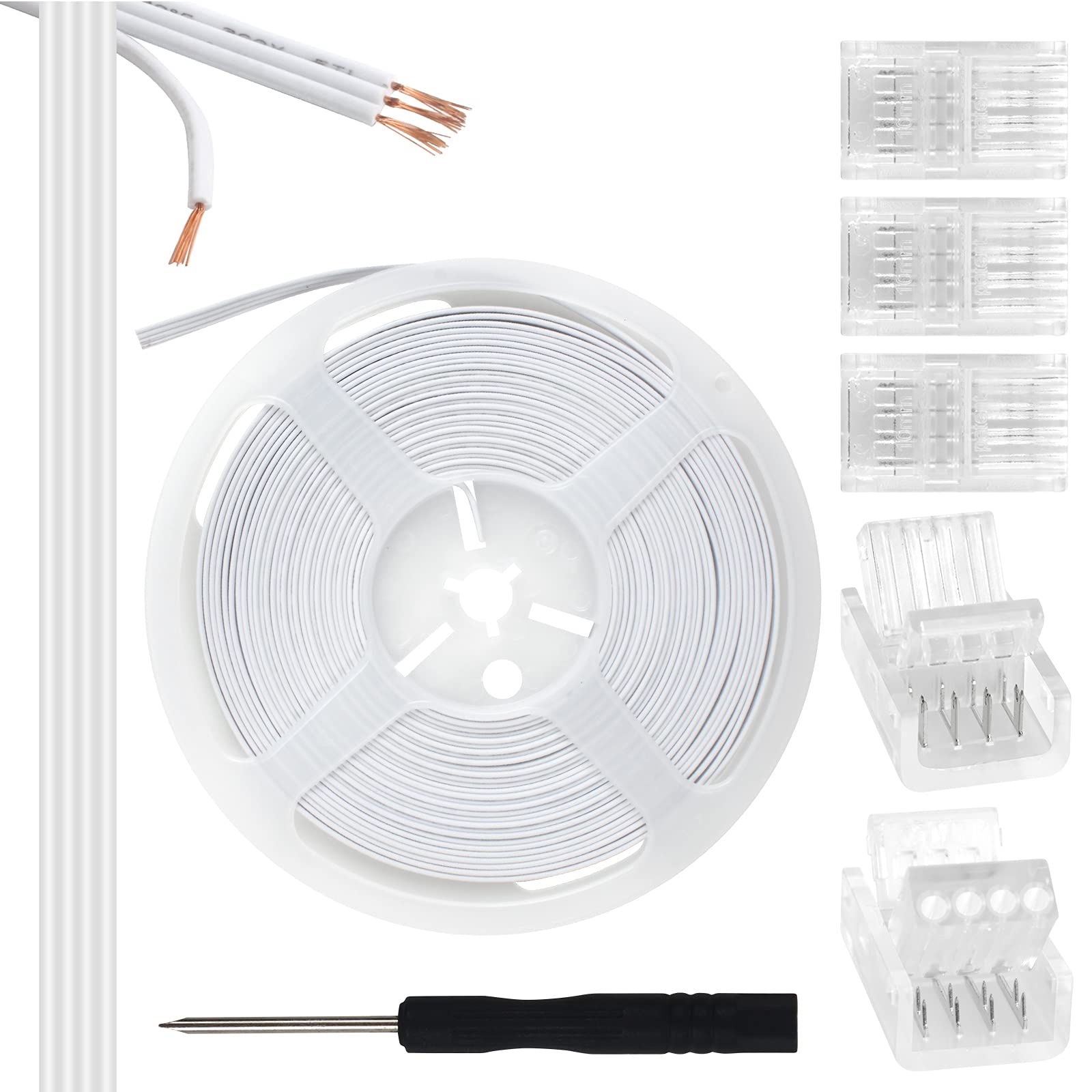 32.8FT 4-Pin RGB Extension Wire & 10mm Connector Kit