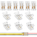 12-Pack 2-Pin 8mm COB LED Strip-to-Wire Connectors