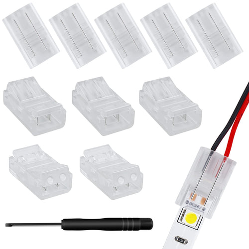 10-Pack 2-Pin 10mm Solderless Connectors for Single-Color LED Strips