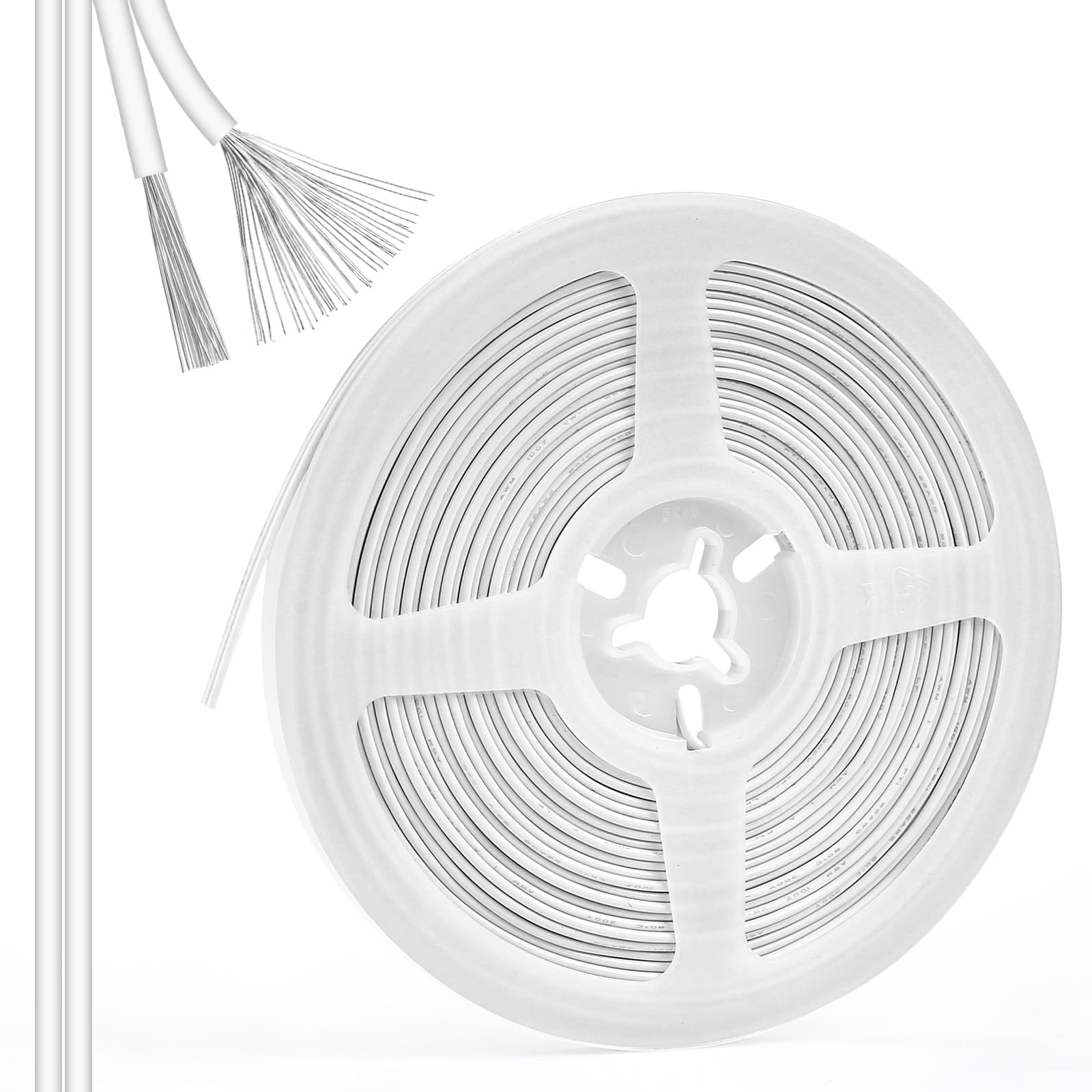 32.8FT 22AWG 2-Pin White Extension Cable for 12V/24V