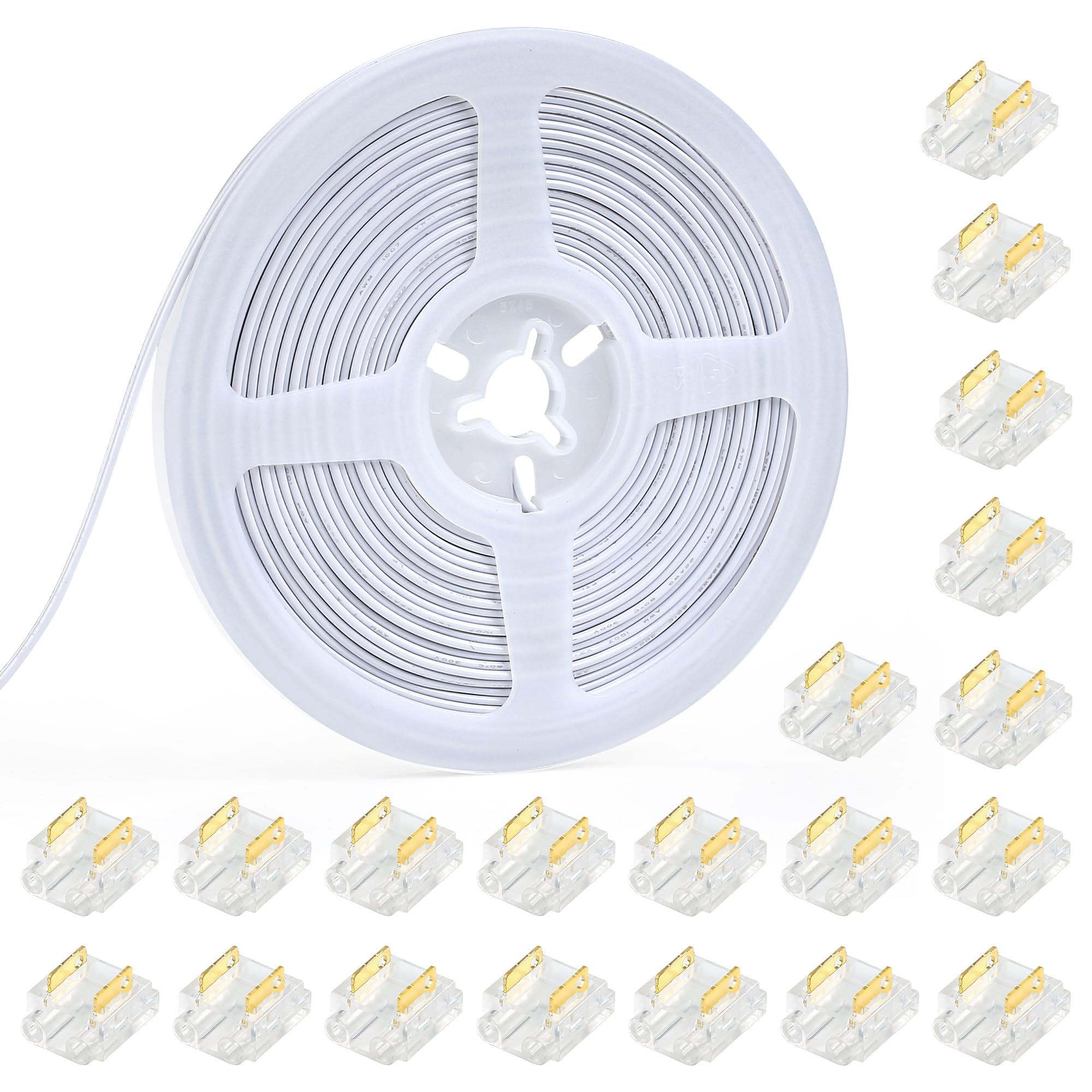 20-Piece 2-Pin 8mm Connector Kit with 32.8FT Extension Wire