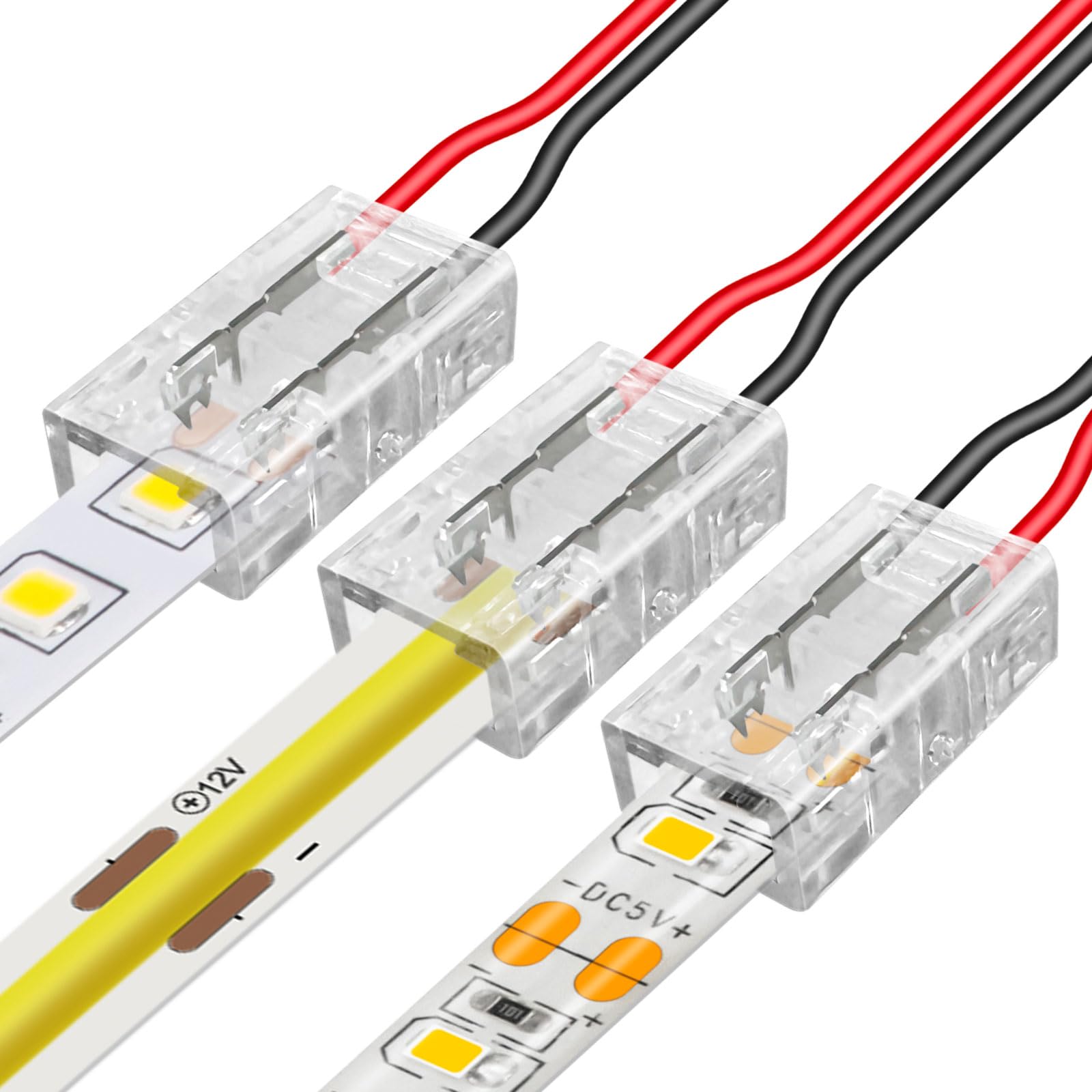 25-Pack 2-Pin 8mm Reusable Strip-to-Wire Connectors