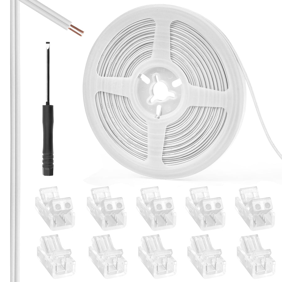 25-Piece 2-Pin 8mm Connector Kit with 32.8FT Extension Wire