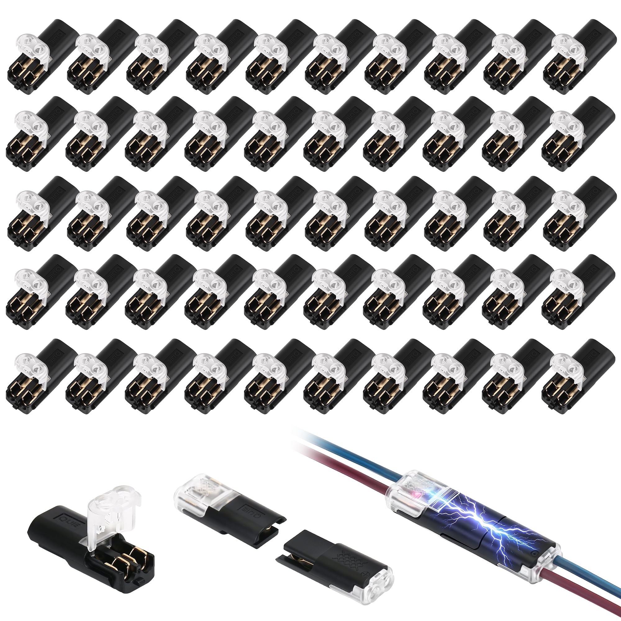 50-Pack 2-Pin No-Strip Low-Voltage Wire Connectors
