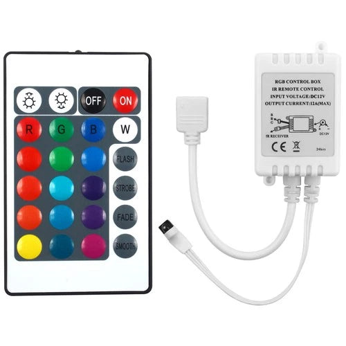 RGBZONE 24Key RGB LED Controller DC12V 12A IR Dimmer for Strip Wedding Party Home