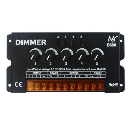 RGBZONE D550 5CH LED Dimmer 12-24V 50A 1200W RGBWW RGBW Touch Knob Strip Light