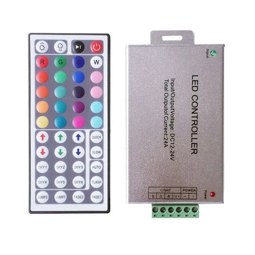 RGBZONE RGB LED Light Strip Controller 24A DC12-24V 44Key IR Remote for Home Decor
