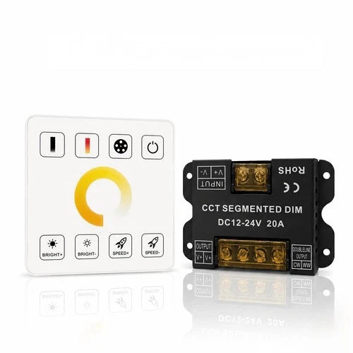 RGBZONE CCT Dimmer Controller 20A DC12-24V RF Wireless Touch Panel for Strip Home Party