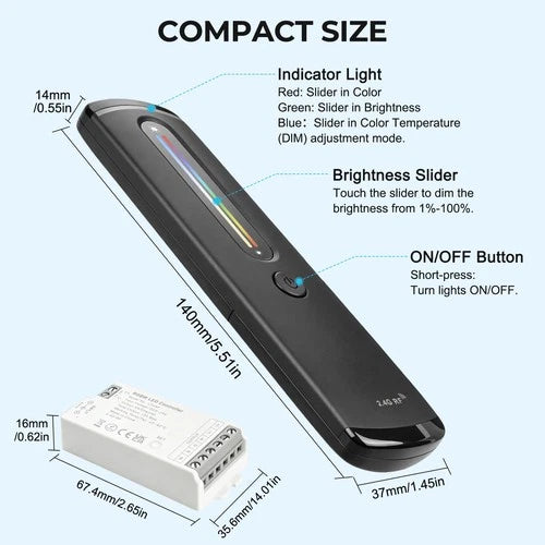 RGBZONE RGBW LED Controller 6A DC5-24V 2.4G Remote Dimmer Kit for Strip Home
