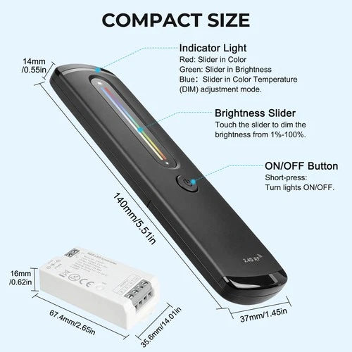RGBZONE RGB LED Controller 6A DC5-24V 2.4G Touch Dimmer Kit for Strip Home Decor