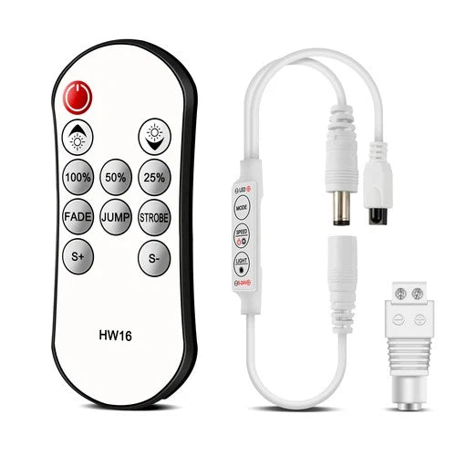 RGBZONE HW16 Single Color LED Dimmer 5-24V 6A IR Remote 3 Key Controller for Strip
