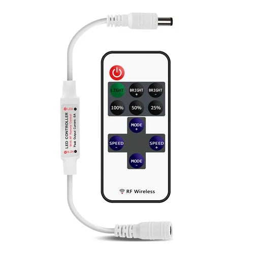 RGBZONE 1x DC 5-24V LED Single Color Strip 11 Keys Mini Dimmer with RF Remote Controller