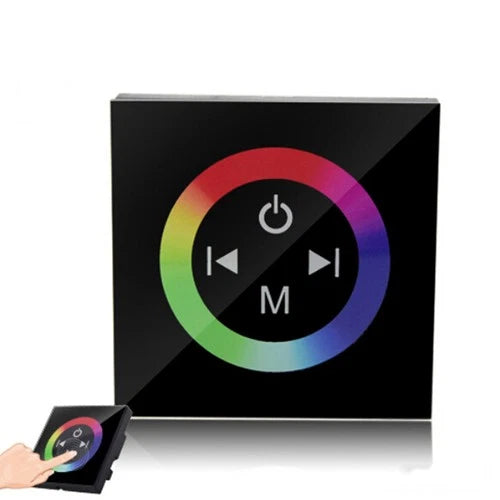 RGBZONE DC12-24V 4A/CH Wall Mounted Touch Switch Controller Glass Panel RGB 5050 3528